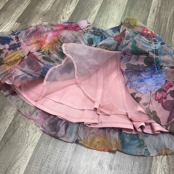 Francesca’s Floral Mini Ruffle Skirt – Shellina Flippy – Size S - Picture 5 of 8